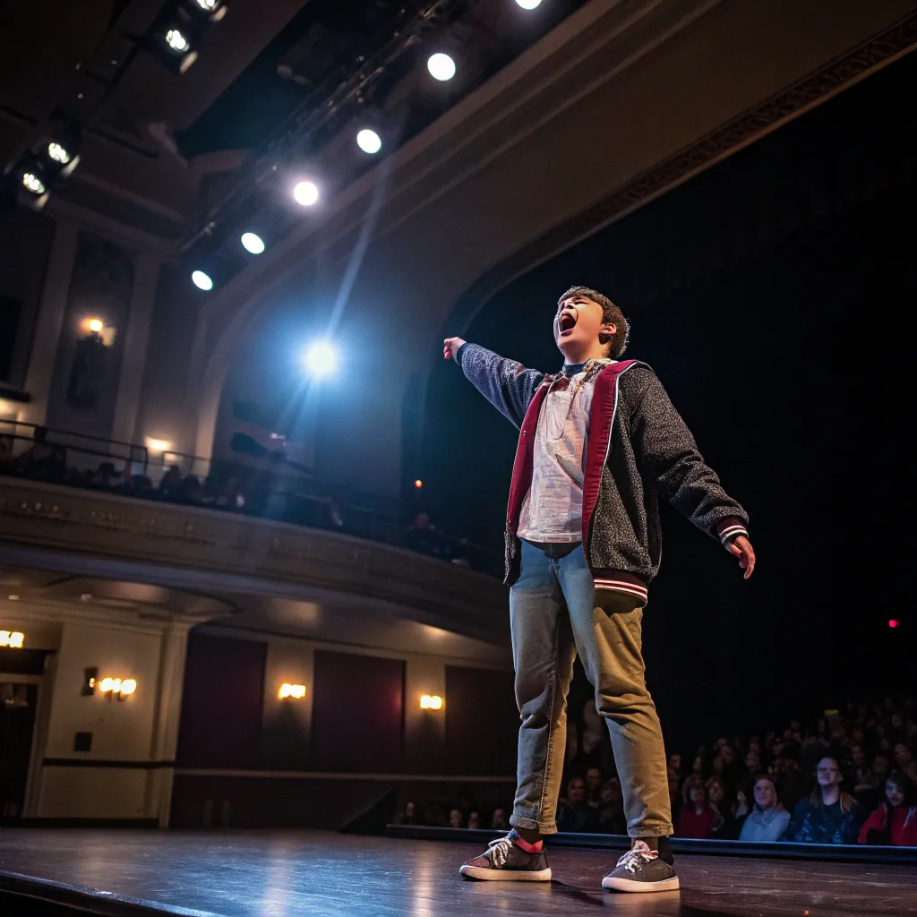 Student performing on stage